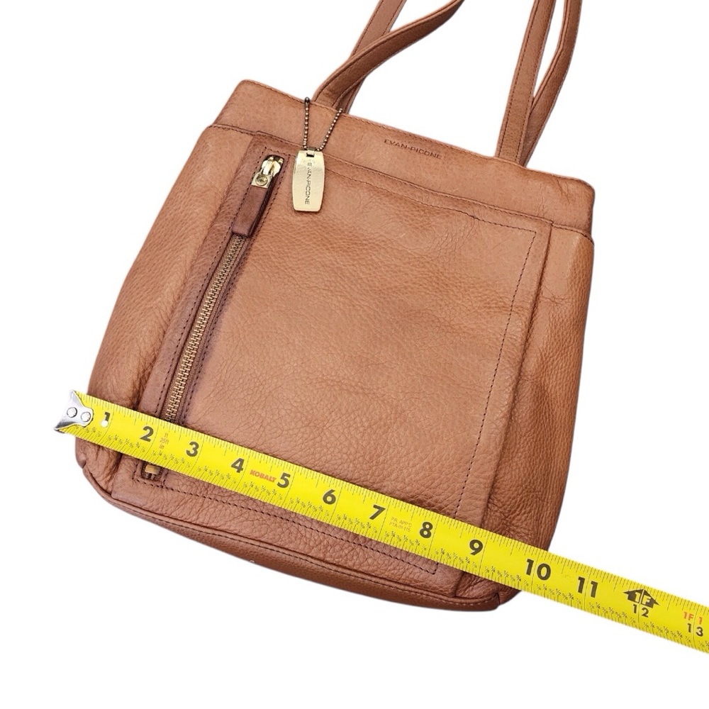EVAN PICONE Vintage Brown Leather Handbag Purse - Ladies Camel Clr Shoulder Bag - Picture 8 of 16